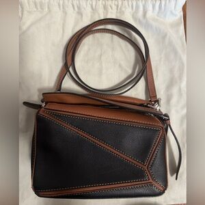 LOEWE Mini Black and Tan Puzzle Bag